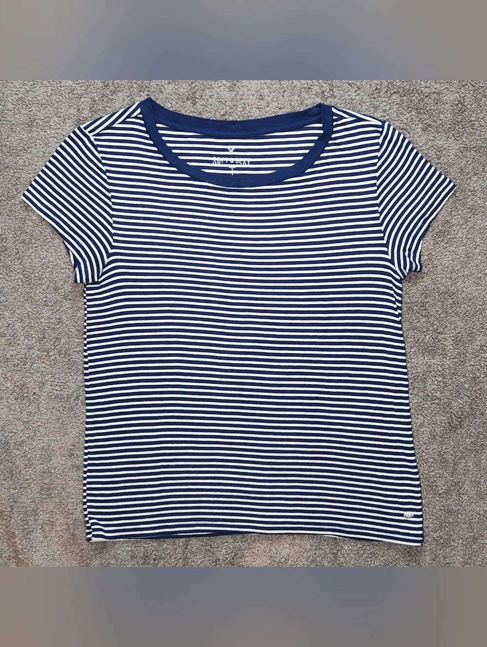 Navy & White Stripe American Eagle Baby Tee